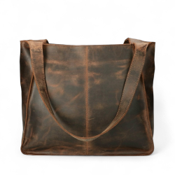 Hunter brun Elly shopper fra Leather design - Freja skind