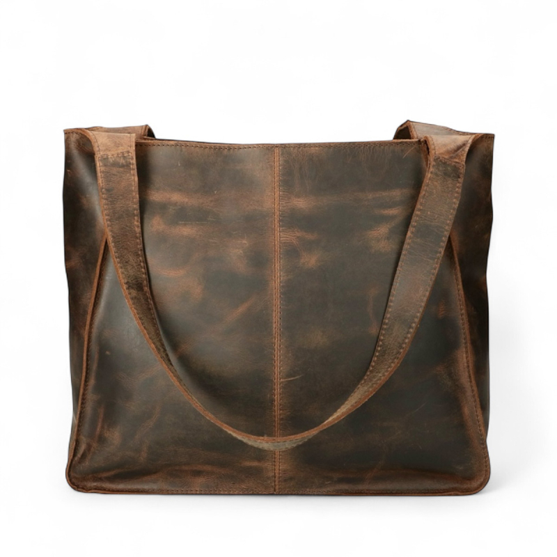Hunter brun Elly shopper fra Leather design - Freja skind