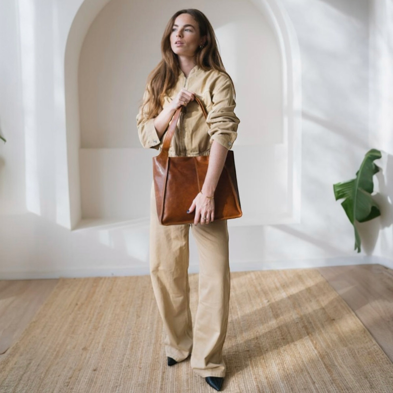 Elly shopper i cognac læder - Leather design - Freja skind
