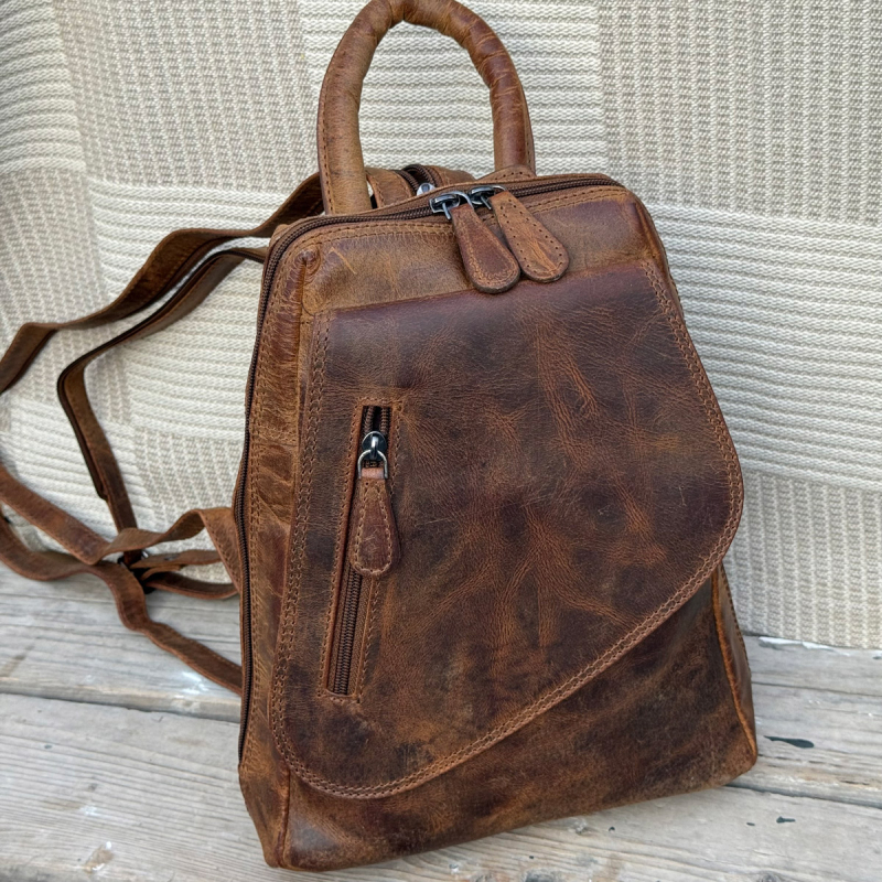 Naima rygsæk - Hunter brun læder fra Leather design - Freja skind - UR 1147 H