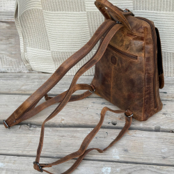 Naima rygsæk - Hunter brun læder fra Leather design - Freja skind - UR 1147 H