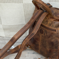 Naima rygsæk - Hunter brun læder fra Leather design - Freja skind - UR 1147 H