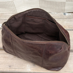 Eden toilettaske i brun skind - Montana - Freja skind