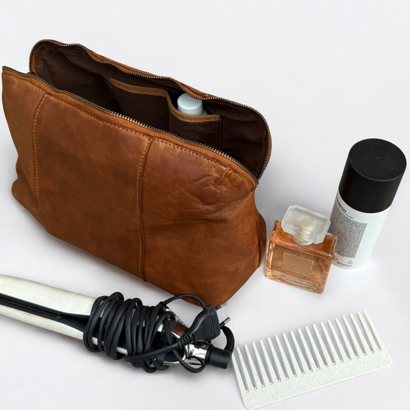 Eden necessär i mjukt cognac buffelskinn - Unisex - Montana