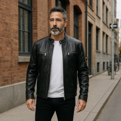 Sort Moltan herre skindjakke - 2130