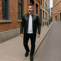 Svart Moltan herrskinnjacka - Lammskinn