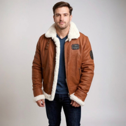 Jackson fårskinnsjacka - Pilotstil - Cognac - Herr - Freja Skind