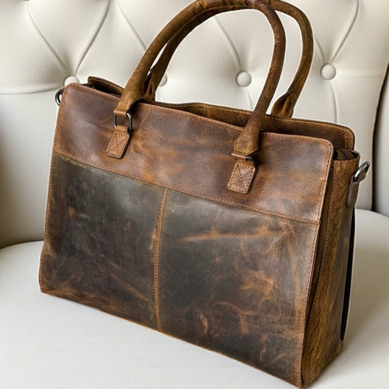 Lady pc taske i hunter brun bøffellæder  - Leather design - Freja skind Lady pc taske i hunter brun bøffellæder  - Leather design - Freja skind