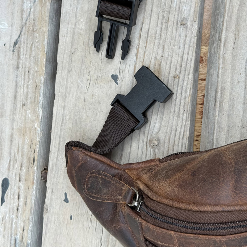 Buff bæltetaske i brun bøffellæder - Unisex - Leather design
