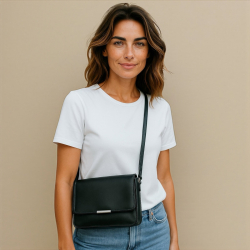 Amara skuldertaske i blød sort skind - Leather design