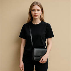 Amara skuldertaske i blød sort skind - Leather design