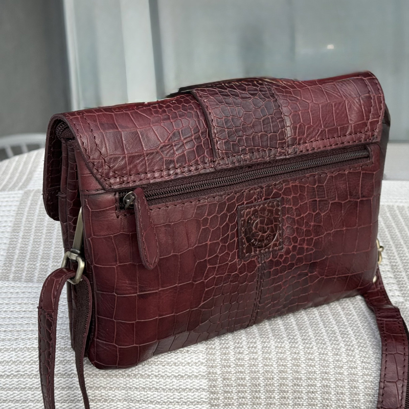 Gloria skindtaske i crocopræget skind - Leather design - UR 1214 - Freja skind