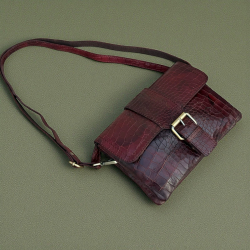 Gloria skindtaske i crocopræget skind - Leather design - UR 1214 - Freja skind