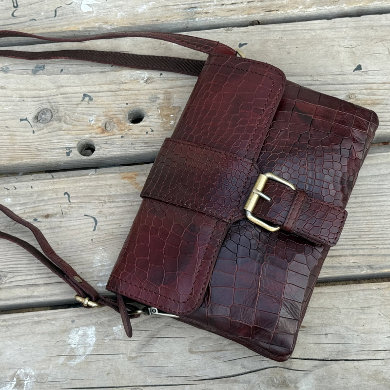 Gloria skindtaske i crocopræget skind - Leather design - UR 1214 - Freja skind