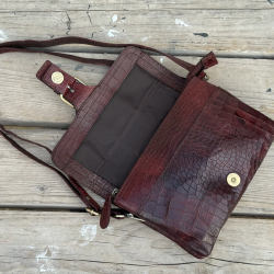 Gloria skindtaske i crocopræget skind - Leather design - UR 1214 - Freja skind