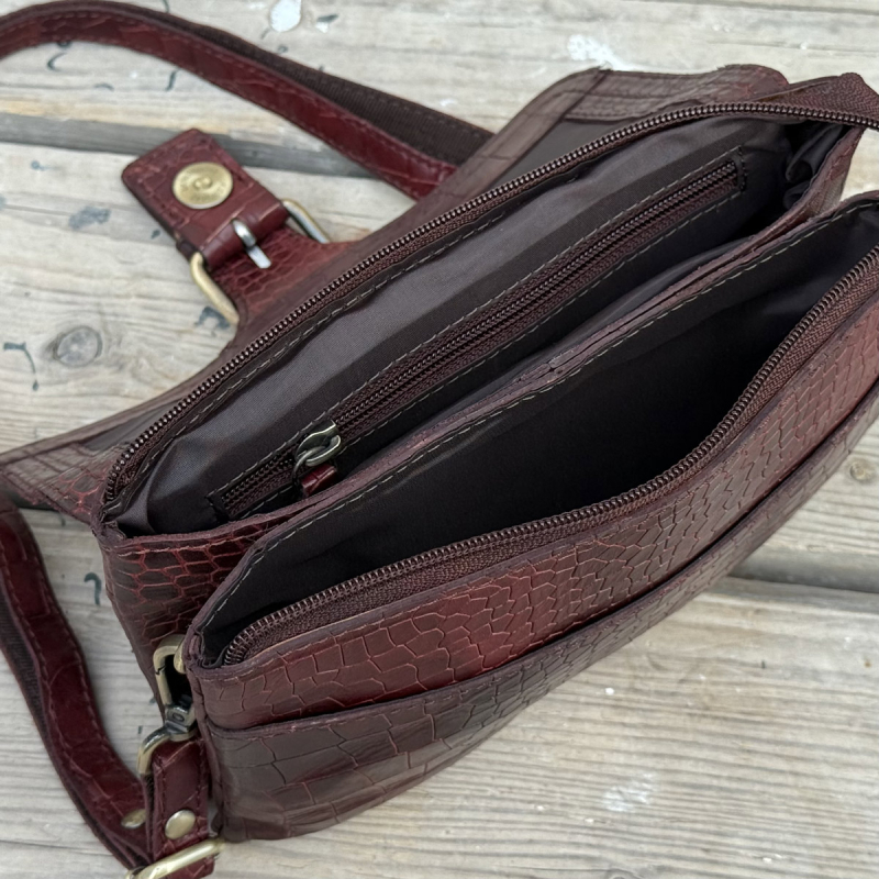 Gloria skindtaske i crocopræget skind - Leather design - UR 1214 - Freja skind