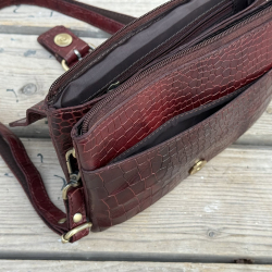 Gloria skindtaske i crocopræget skind - Leather design - UR 1214 - Freja skind