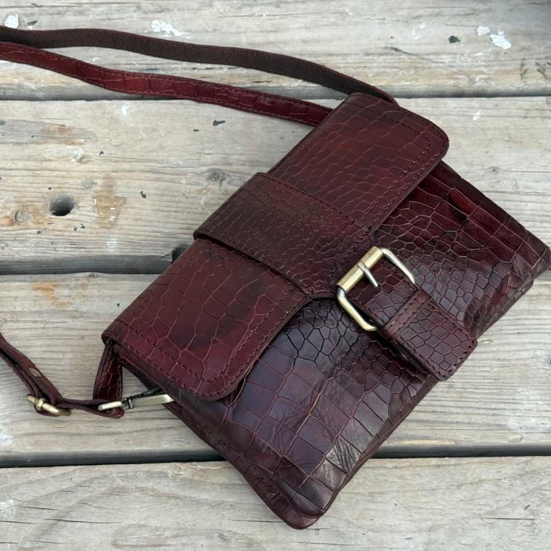 Gloria skindtaske i crocopræget skind - Leather design - UR 1214 - Freja skind