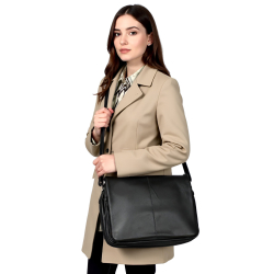 Voyage arbetsväska med klaff - Svart kalvskinn - Unisex - Freja Skind