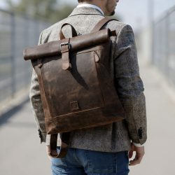 Amsterdam rygsæk med rulletop - Bøffellæder - Leather design UR 841