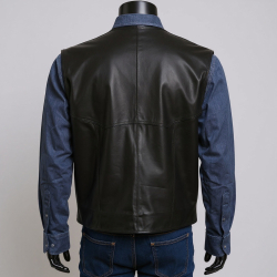 Sort herre skindvest i blød lammeskind - Sidelommer - Freja skind