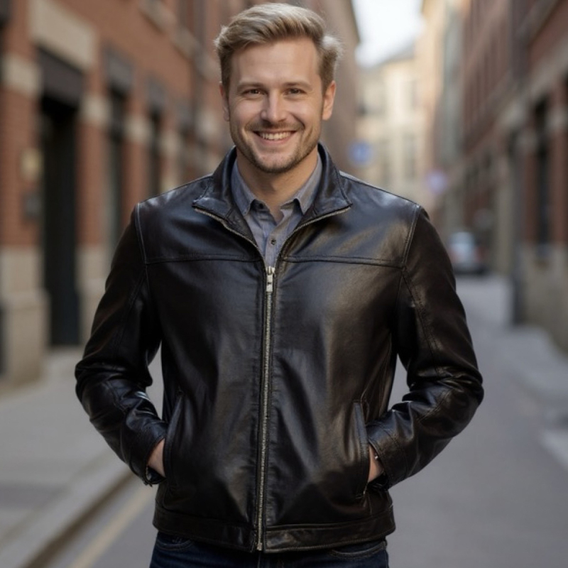 Sort herre skindjakke - Ronin - Freja skind