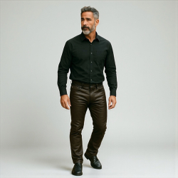 Brun Buffalo  herre læderbuks - Freja skind