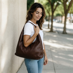 Hays skuldertaske - Brun bøffelskind - Montana - 272324