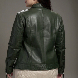 Plus size dame bikerjakke i blød skind - Freja skind