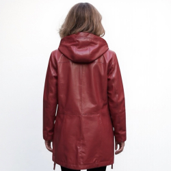 Rød dame vinterjakke i blød lammeskind - Freja skind