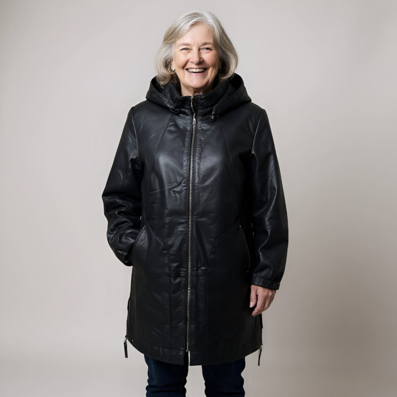 sort dame vinterjakke i blød lammeskind - Freja skind