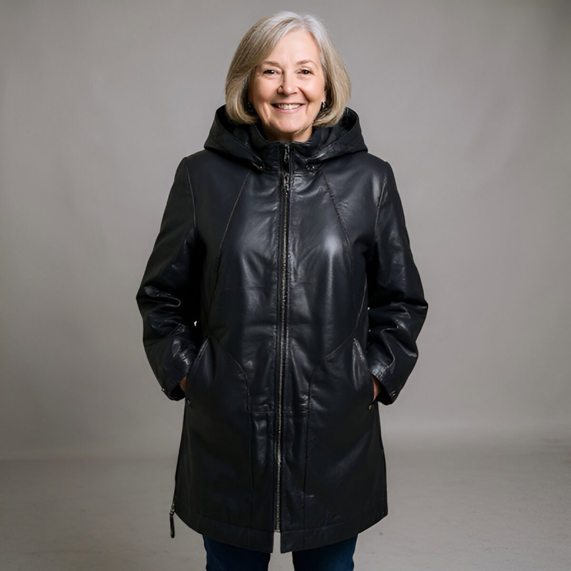 sort dame vinterjakke i blød lammeskind - Freja skind