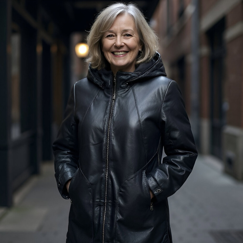 sort dame vinterjakke i blød lammeskind - Freja skind