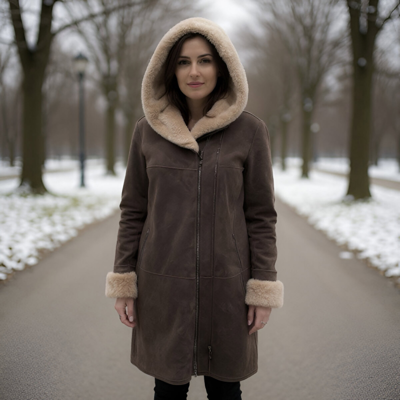 Dame rulamsjakke - Clara - Brun Toscana rulam - Blød og varm - Freja skind