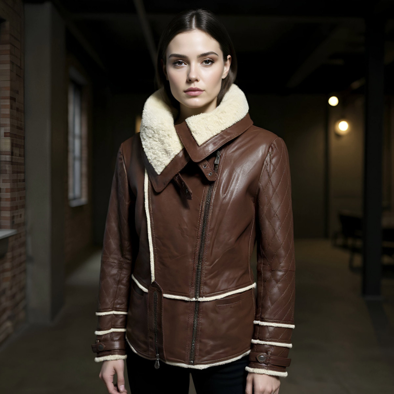 Pauline dame overgangsjakke - Blød cognac skind