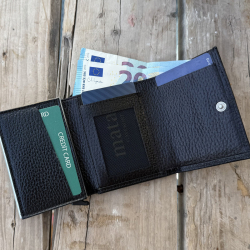 Zurich kortholder med alucase og seddelrum - Sort læder - Freja skind