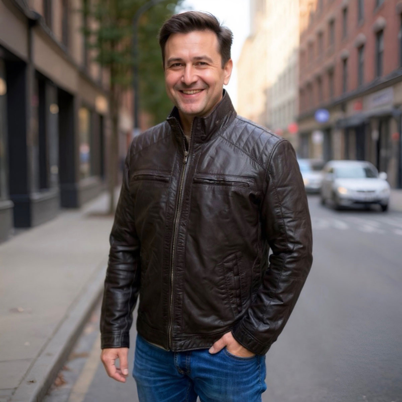 plus size herre vinterjakke - Blød brun skind - Molltan - Freja skind