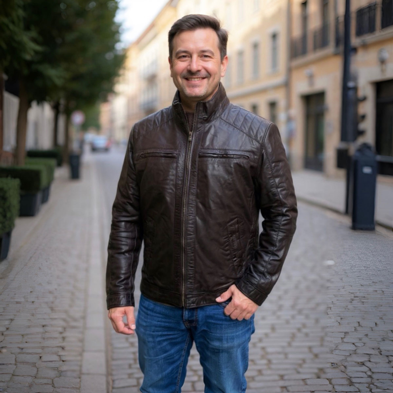 plus size herre vinterjakke - Blød brun skind - Molltan - Freja skind