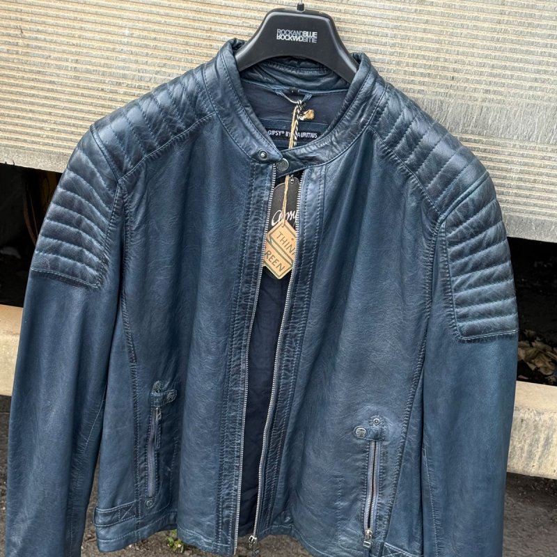 Chan herrejakke i blå lammeskind - Gipsy - Freja skind