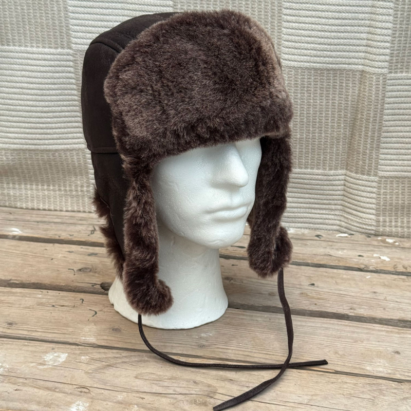 Ushanka pälsmössa i mjukt varmt fårskinn - Brun - Freja Skind