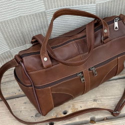 Anja skuldertaske i mørk cognac lammeskind - Freja skind