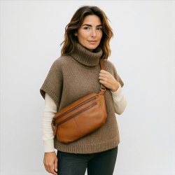 Billie bumbag i blød cognac skind - Treats - Freja skind