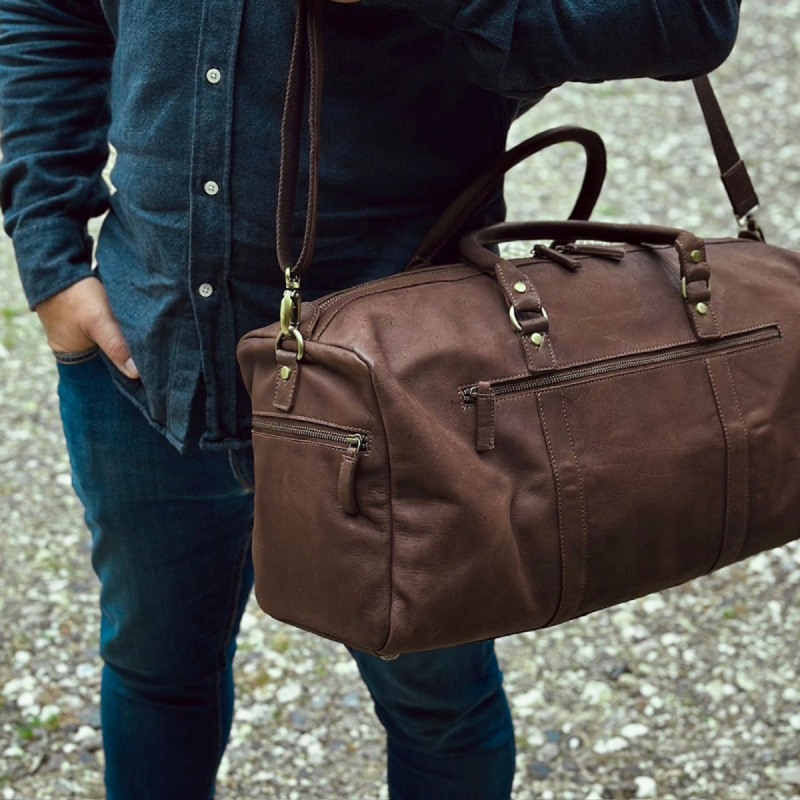 Brun Malaga weekendtaske i bøffelskind - Freja skind