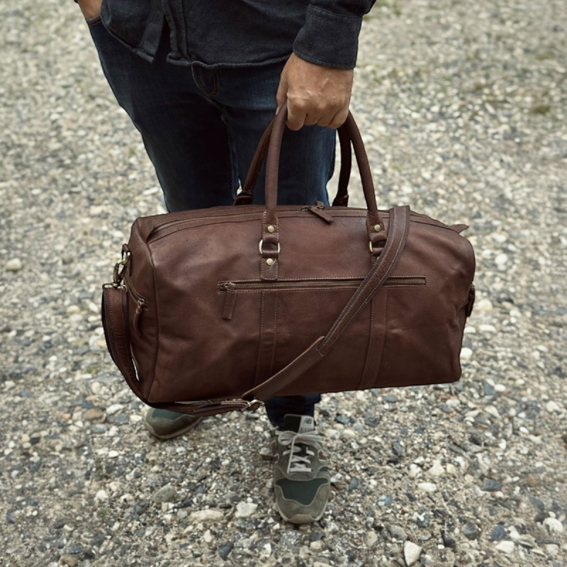 Brun Malaga weekendtaske i bøffelskind - Freja skind