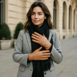 Lang dame skindhandske - Kennedy fra Natures collection - cognac - Freja skind