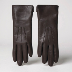 Lang dame skindhandske - brun lammeskind - Natures collection - NCF3003