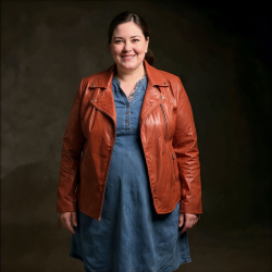 Orange plus size dame skindjakke - Freja skind