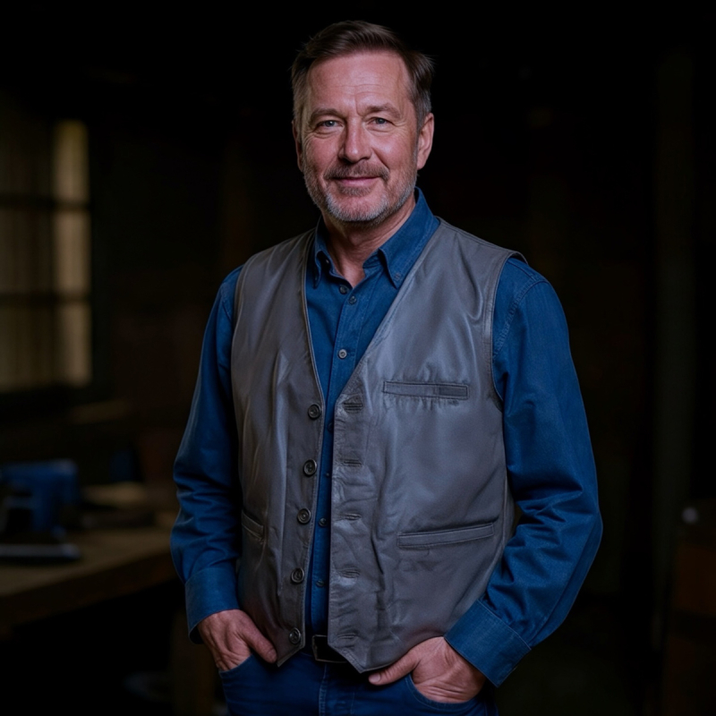 Grå herre skindvest - Blød skind - super pris