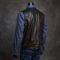 Sort herre skindvest - Blød lammeskind - Klassisk design - Freja skind