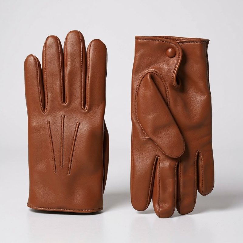 Herre skindhandske 406002 - Cognac - Randers handsker